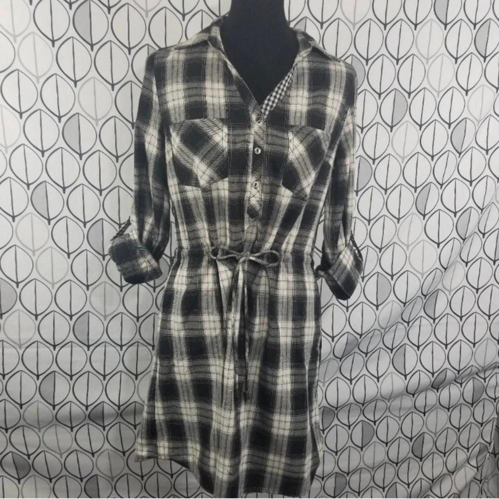 StitchFix Navara Plaid Black & White Shirt dress